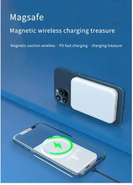 Magnetic Wireless Charging Portable Power Bank Compatible for iPhone (Includes Charging Adapter)