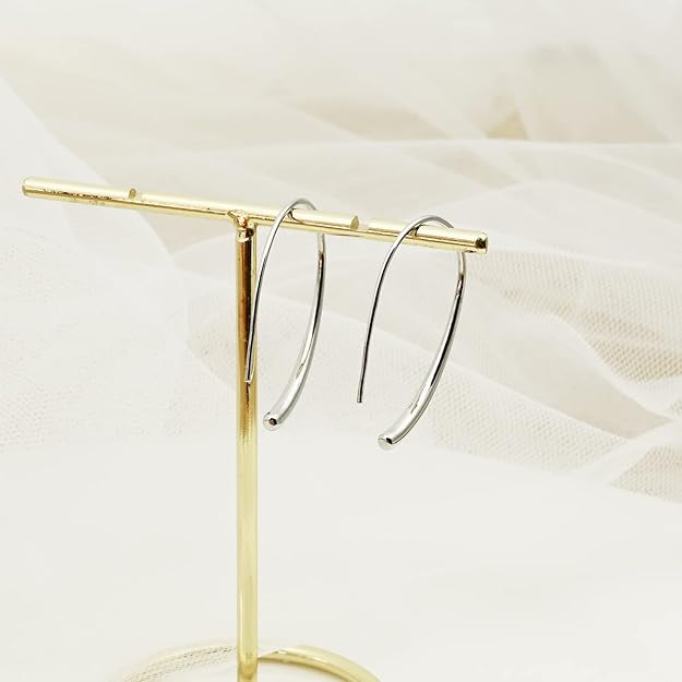Handmade Pull Through Earrings 925 Sterling Silver Hypoallergenic Hoop - BigGreenBear.com jewelry 19.99 USD Big Green Bear