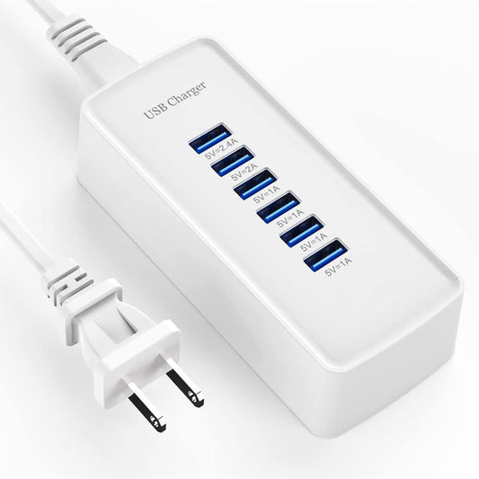 USB Fast Charger, 6-Port Portable Charging Station Compatible with iPhone, iPad, Samsung, Google, Xiaomi, Huawei -  BigGreenBear.com cell phone 13.65 USD Big Green Bear