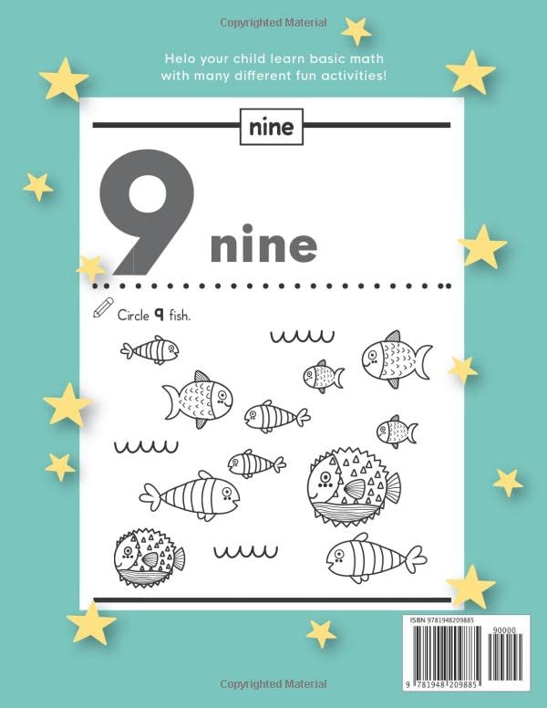 Preschool Math Workbook for Toddlers Ages 2-4 - BigGreenBear.com Book 7.99 USD Big Green Bear
