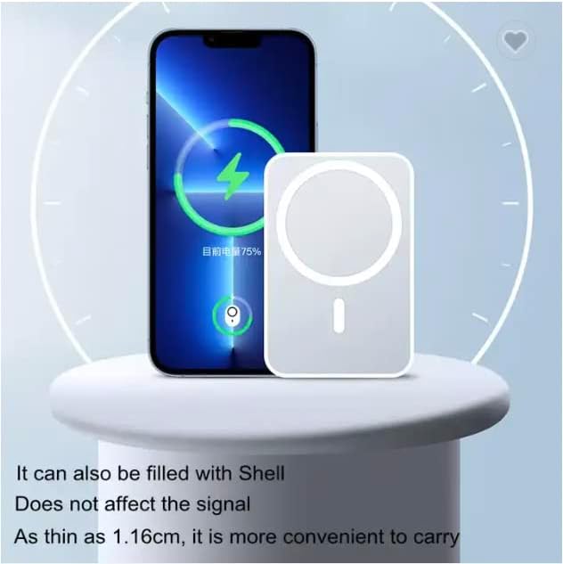 Magnetic Wireless Charging Portable Power Bank Compatible for iPhone (Includes Charging Adapter)