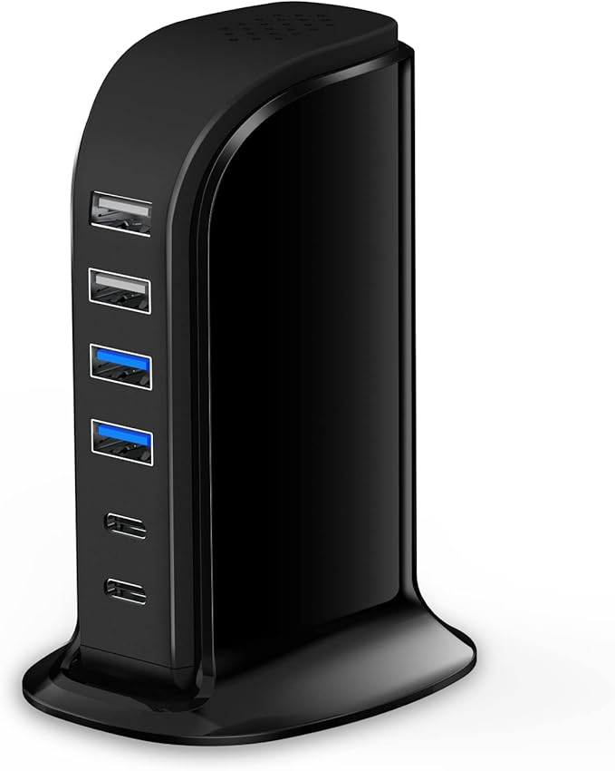 USB C Charger Block, Chargers for Multiple Devices Dual Type C 45W Total, 6 Ports