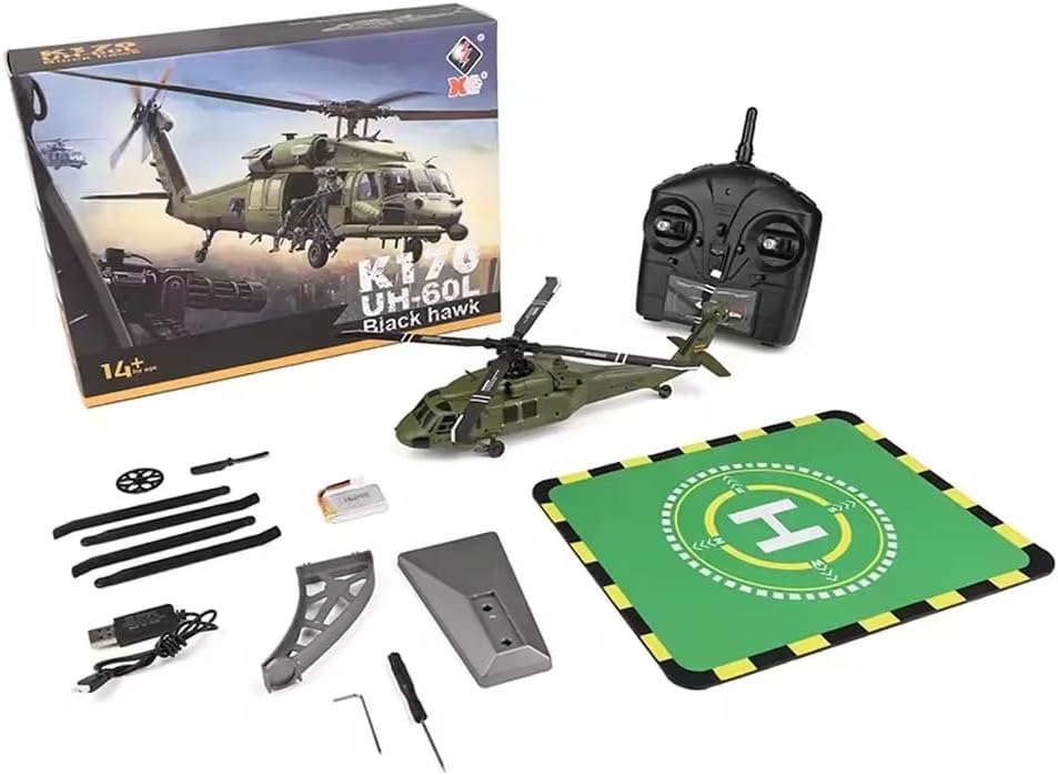 WL K170 Black Hawkk UH-60L RC Helicopter, 2.4GHz 4CH RC Military Aileronless Helicopter