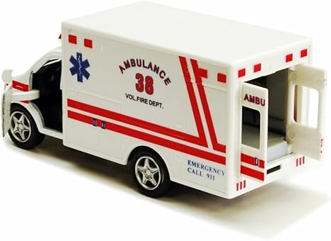 Rescue Team Ambulance 5" Die Cast Metal Cabin w/Pullback Action