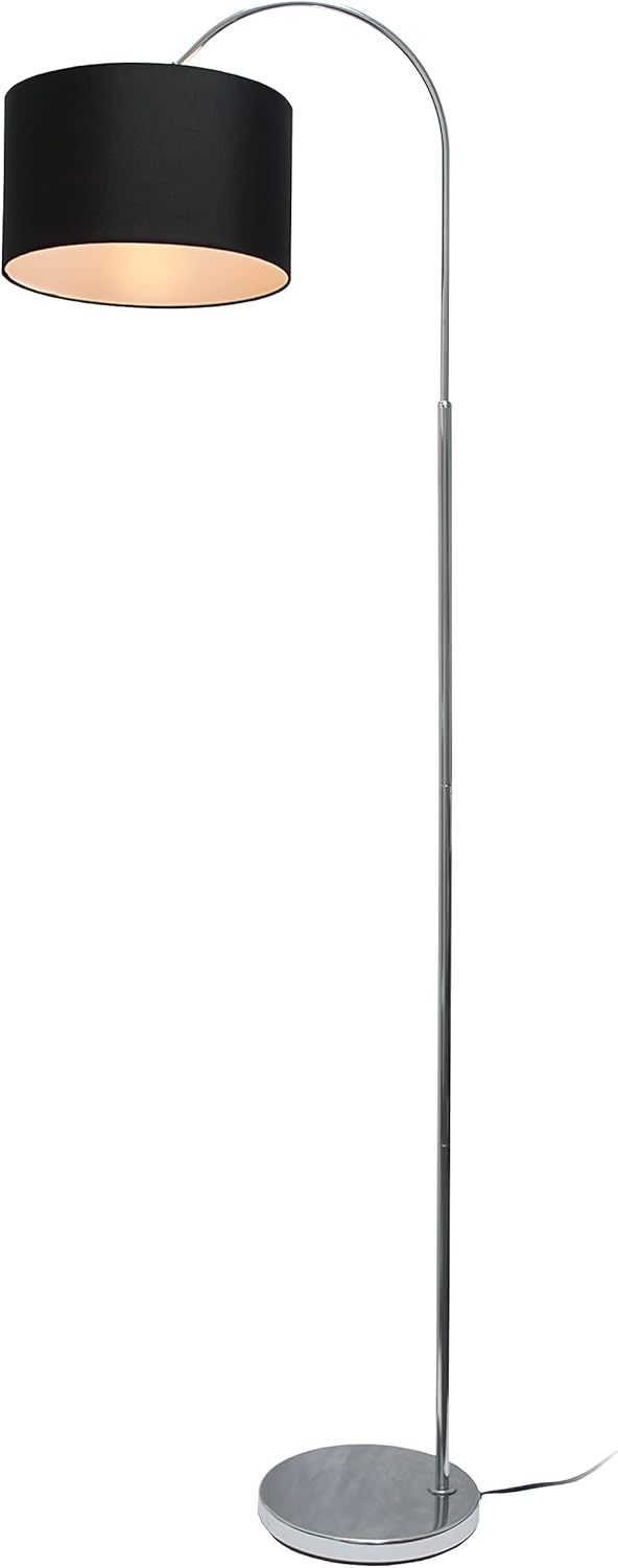 Brushed Nickel Arched Floor Lamp with White Shade for Living Room, Hallway, Entryway