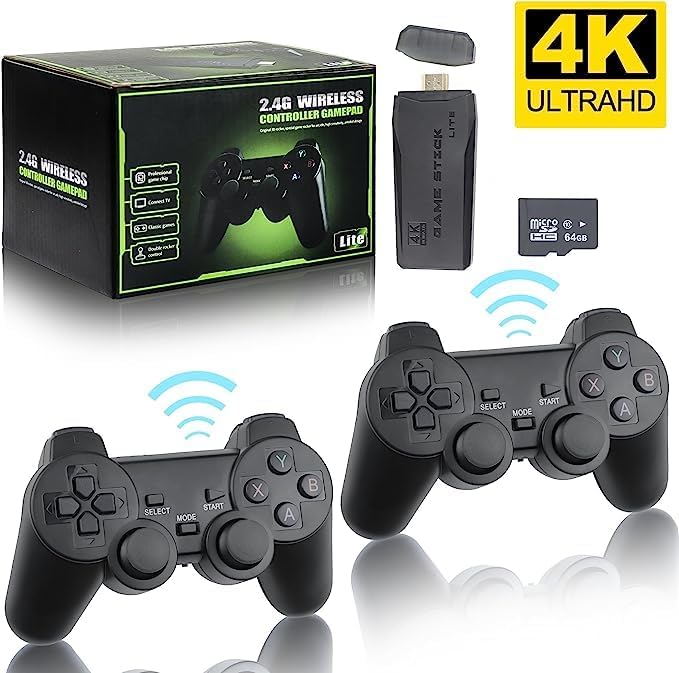 64Gb Wireless Retro Stick Game Console, 4k, HDMI, Built in 10000+ Games - BigGreenBear.com Video GAMES 39.89 USD Big Green Bear