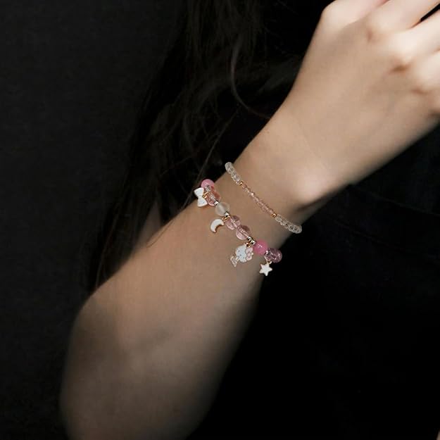 NEW! Hello Kitty Crystal Bead Bracelet Kawaii Elastic Beaded Bracelets - BigGreenBear.com jewelry 9.99 USD Big Green Bear