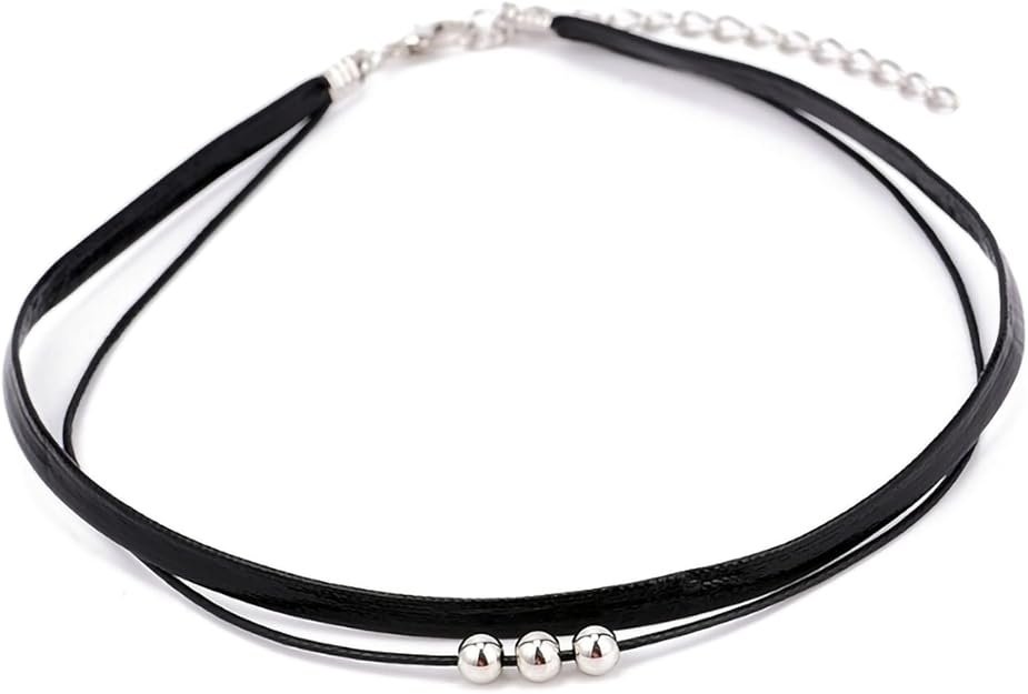 Women, Adjustable Layered Velvet Leather Lace Collar Necklace
