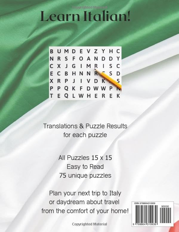 World Languages: Italian: 75 Large Print Word Search Puzzles for Adults and Seniors