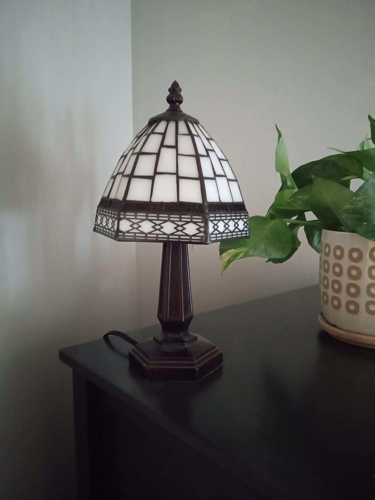 Vintage Tiffany-Style 12" LED Table Lamp Handcrafted Stained Glass -  BigGreenBear.com Lighting 89.99 USD Big Green Bear