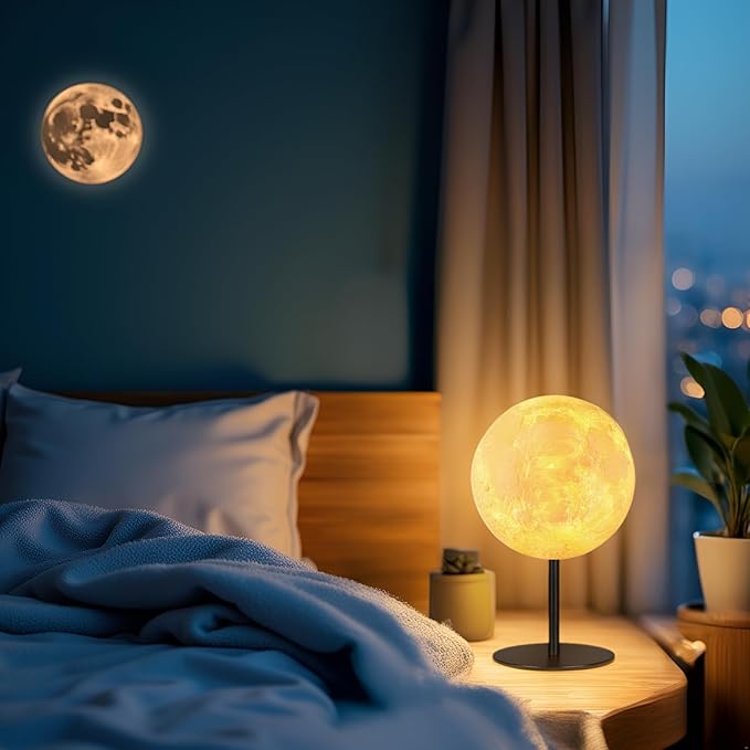 Moon Lamp Small Table Lamp Dimmable 30 Modes, Nightstand Desk Lamp