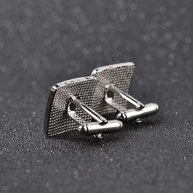 2 PCS Mens Shirts Cufflinks (Silver) Square Cubic Zircon Plus Crystal - BigGreenBear.com jewelry 13.99 USD Big Green Bear
