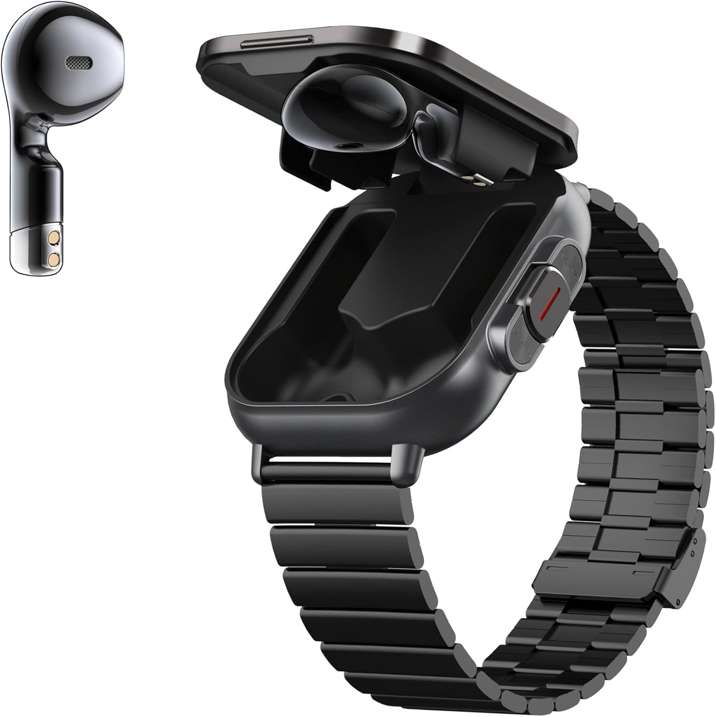 Smartwatch with Headphones, Wireless 2-in-1 Mobile Bracelet Compatible with Android and iOS D8 (Black Plating) - BigGreenBear.com SMART WATCH 39.99