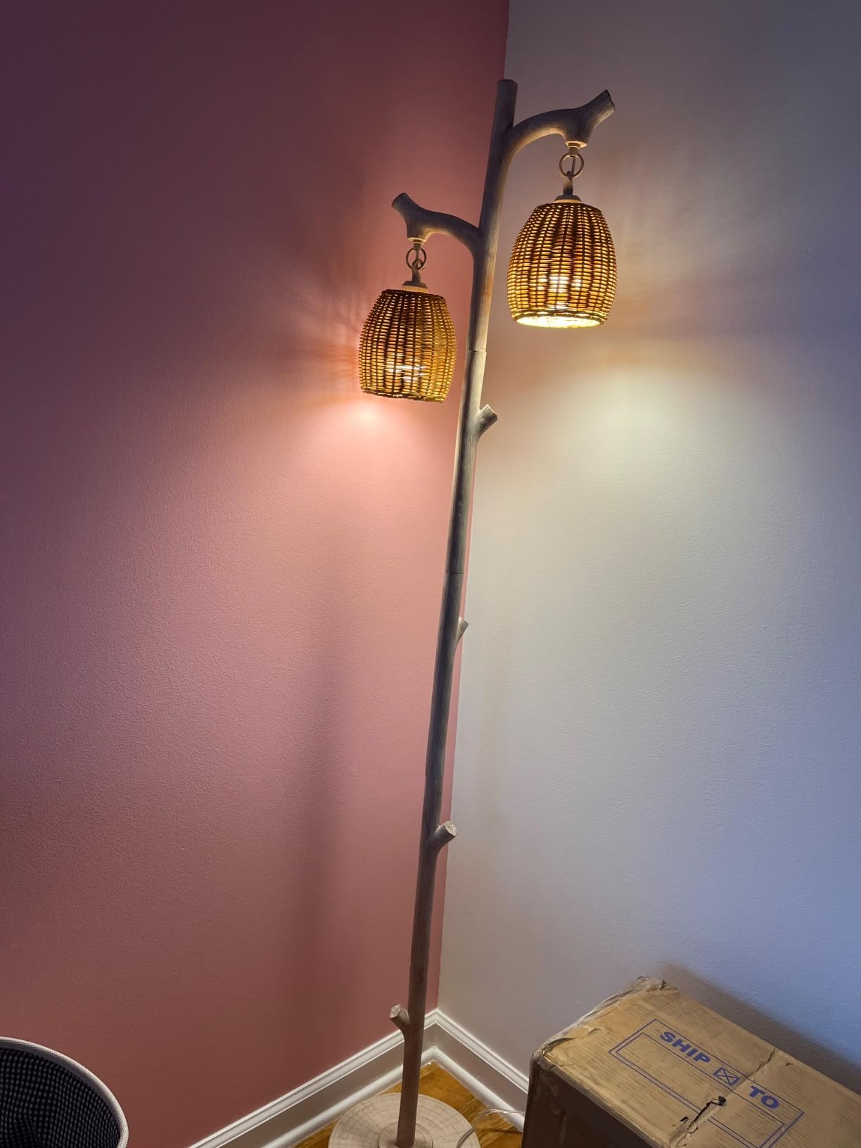 Vintage Style 68" High Farmhouse Rustic Country Cottage Floor Lamp Tree Trunk Faux Wood - BigGreenBear.com Lighting 105.00 USD Big Green Bear