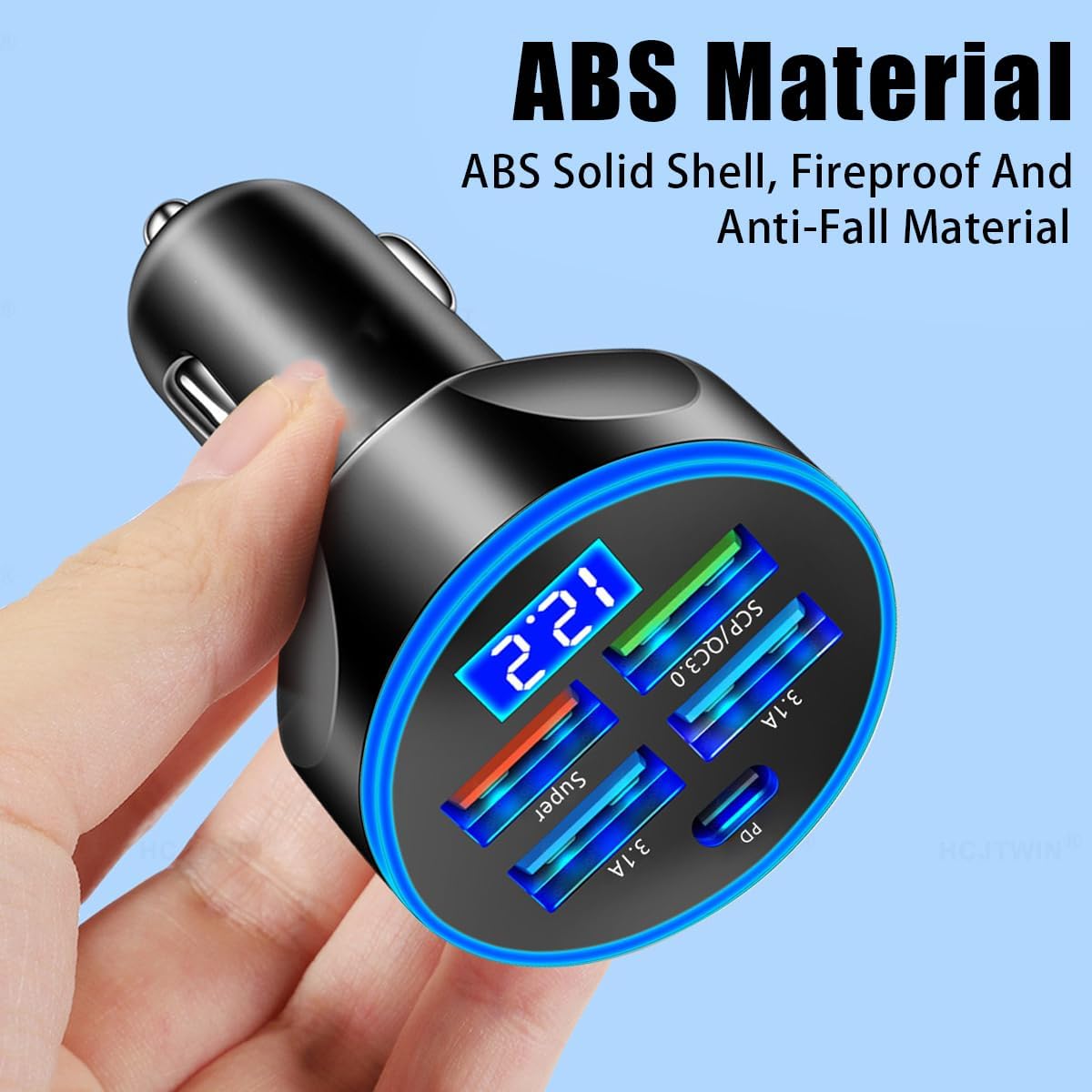 5 Port USB Car Charger, 250W Super Fast Charging Cigarette Lighter Adapter with LED Voltage Monitor - BigGreenBear.com cell phone 6.95 USD Big Green Bear