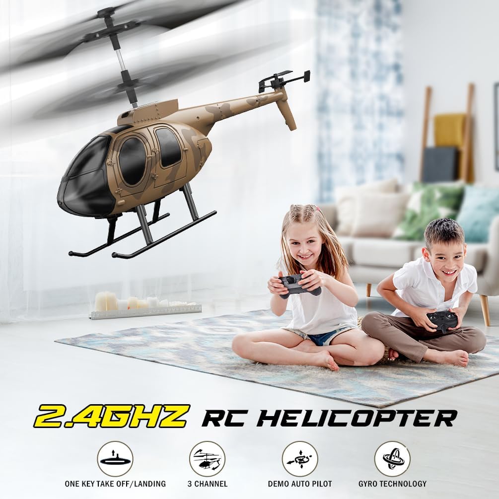 Remote Control Helicopter for Kids, Camouflage RC Helicopter, 2.4GHz Radio Controlled - BigGreenBear.com RC Airplane 29.99 USD Big Green Bear