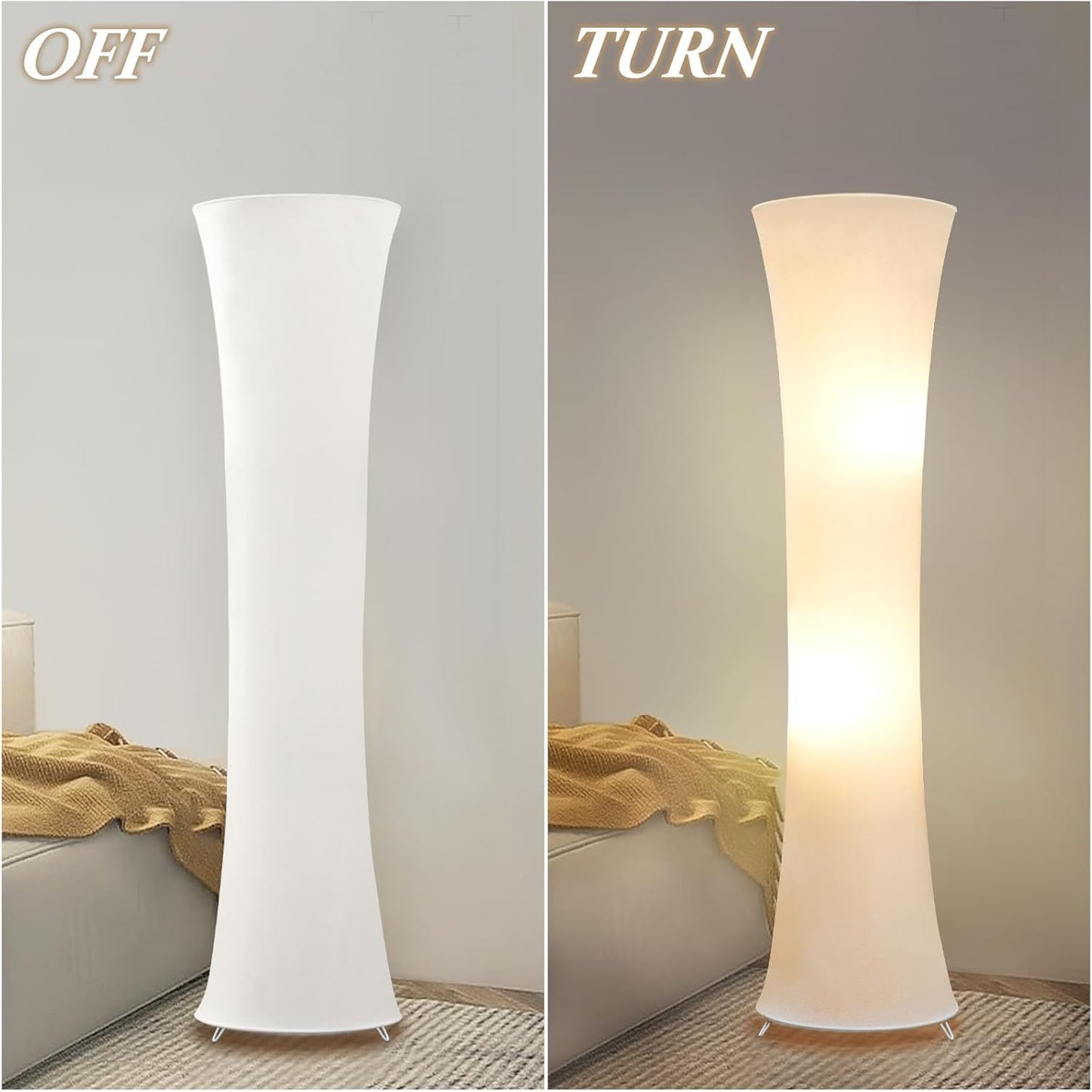 46“ Floor Lamp for Living Room, 3 Color Temperature White Fabric Lampshade -  BigGreenBear.com Lighting 49.99 USD Big Green Bear