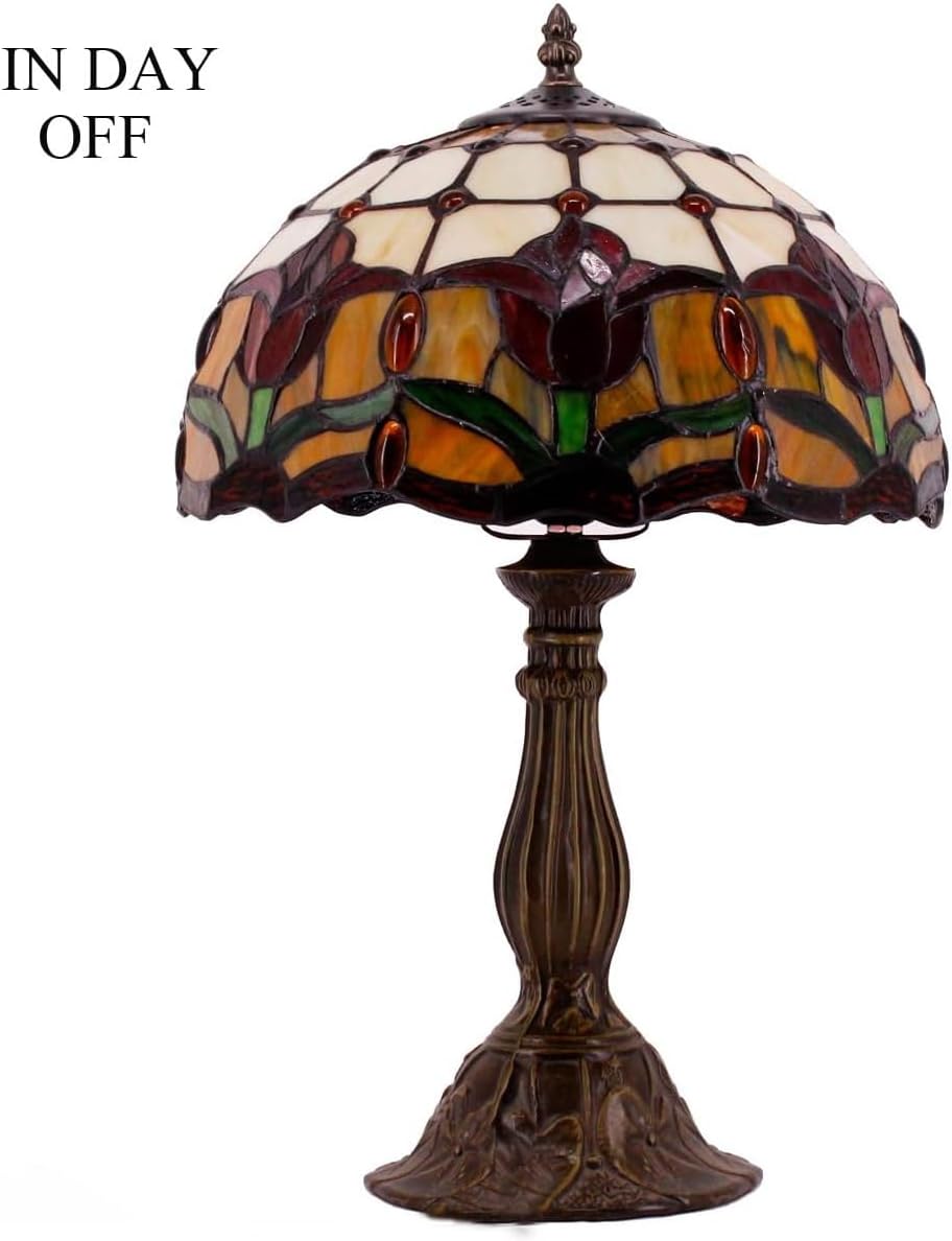 Tiffany Table Lamp Handcrafted Stained Glass Style Tulip Flower 18" High - BigGreenBear.com Lighting 149.99