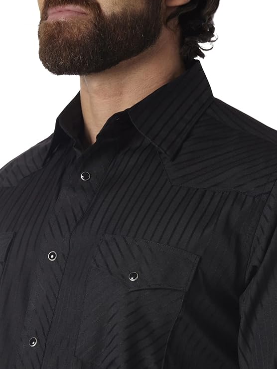 Men's Sport Western Two Pocket Long Sleeve Snap Button Down Shirts - BigGreenBear.com clothing 29.99 USD Big Green Bear