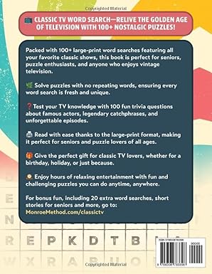 "A Blast From The Past" Classic TV Large Print Word Search: Paperback - BigGreenBear.com Book 18.29 USD Big Green Bear