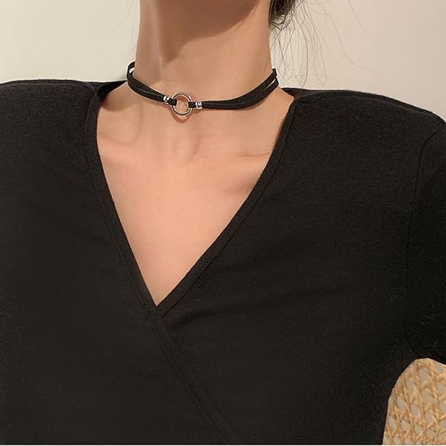 Women, Adjustable Layered Velvet Leather Lace Collar Necklace
