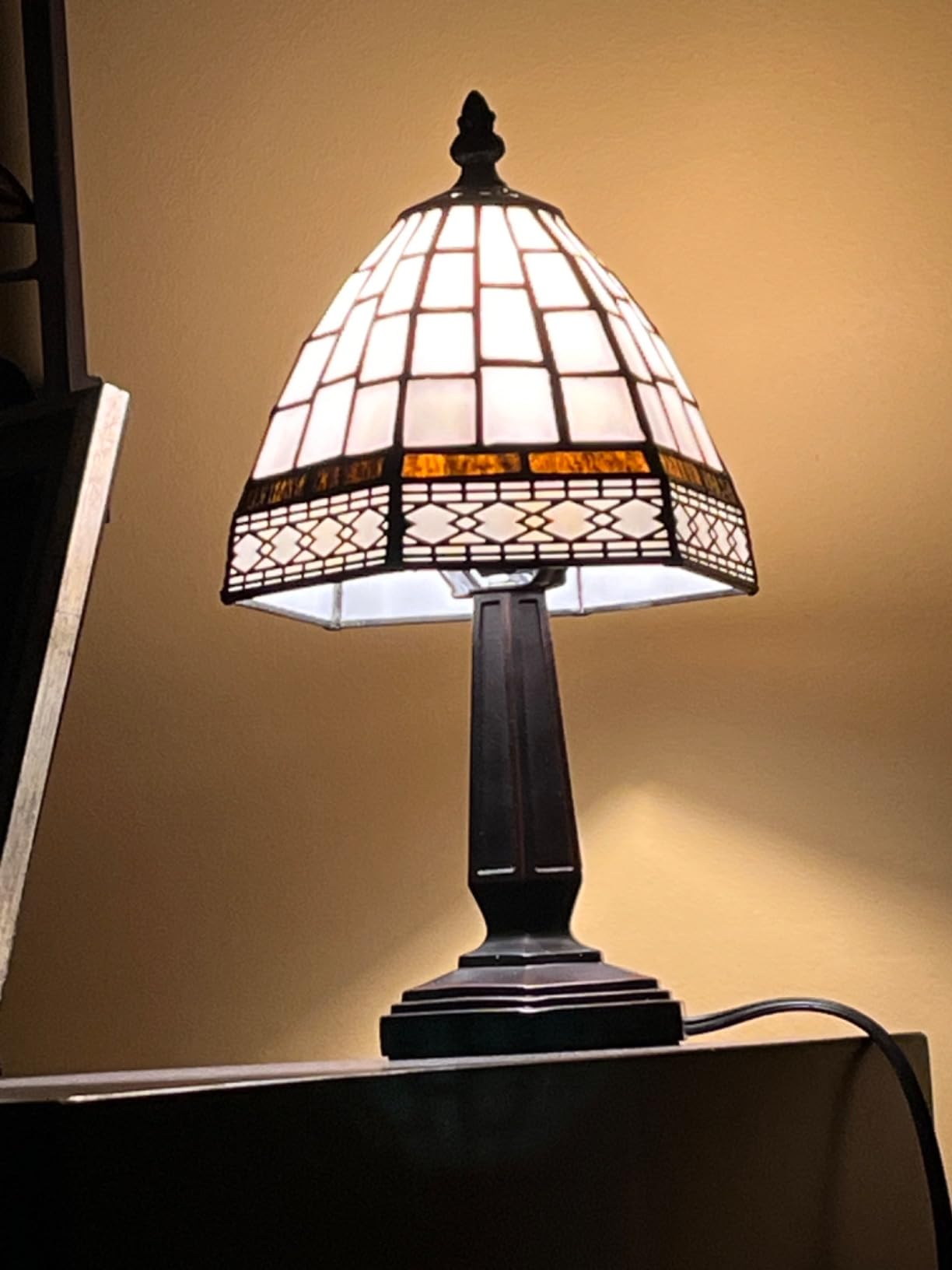 Vintage Tiffany-Style 12" LED Table Lamp Handcrafted Stained Glass -  BigGreenBear.com Lighting 89.99 USD Big Green Bear