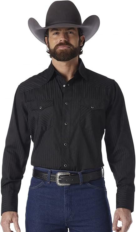 Men's Sport Western Two Pocket Long Sleeve Snap Button Down Shirts - BigGreenBear.com clothing 29.99 USD Big Green Bear