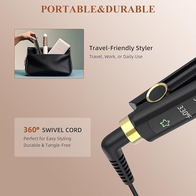 Flat Iron, 1/2 Inch Hair Straightener and Curler 2 in 1, Ceramic Ionic Floating Plates -  BigGreenBear.com Beauty Products 14.99 USD Big Green Bear