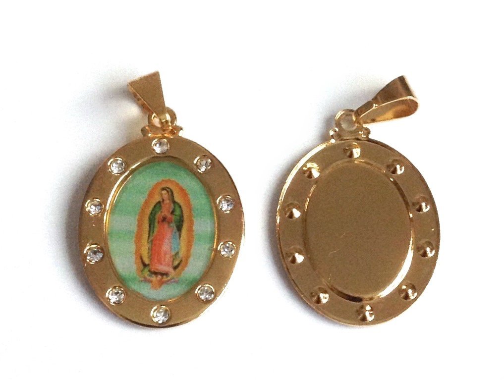 La Virgen de Guadalupe Medal Necklace 17.2 Inches Spiral Chain - BigGreenBear.com jewelry 39.89 USD Big Green Bear
