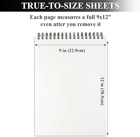 9" x 12" Sketch Book, Top Spiral Sketchbook, 100 Sheets Sketch Pad - BigGreenBear.com Book 14.89 USD Big Green Bear