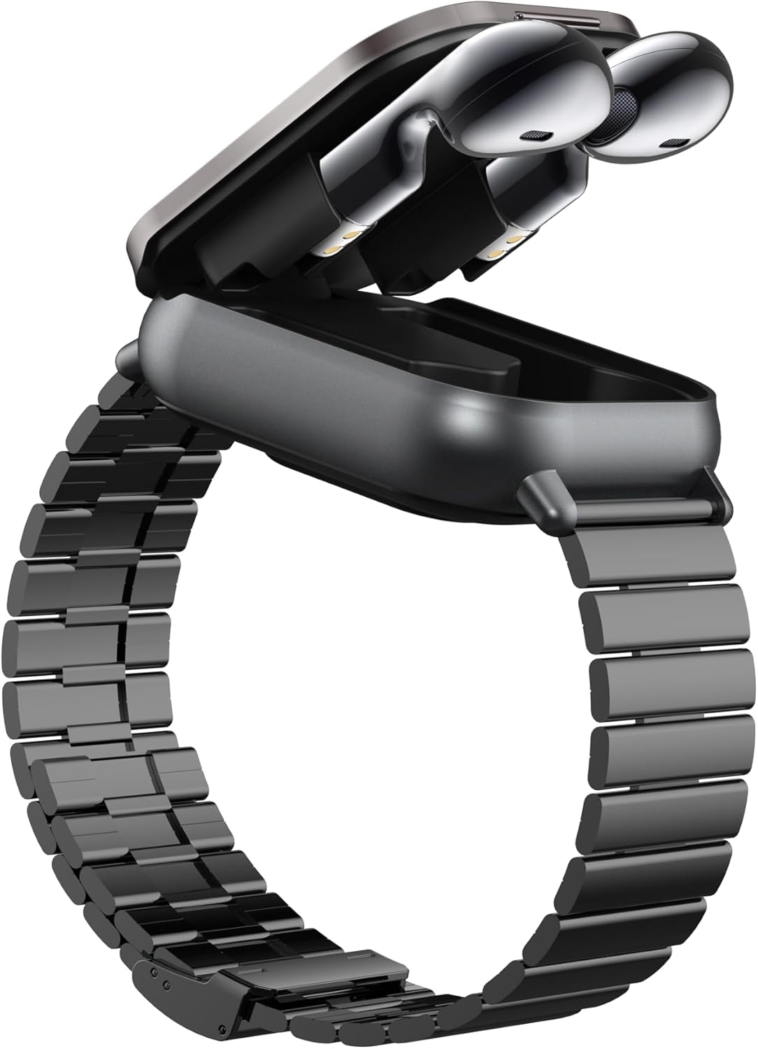 Smartwatch with Headphones, Wireless 2-in-1 Mobile Bracelet Compatible with Android and iOS D8 (Black Plating) - BigGreenBear.com SMART WATCH 39.99