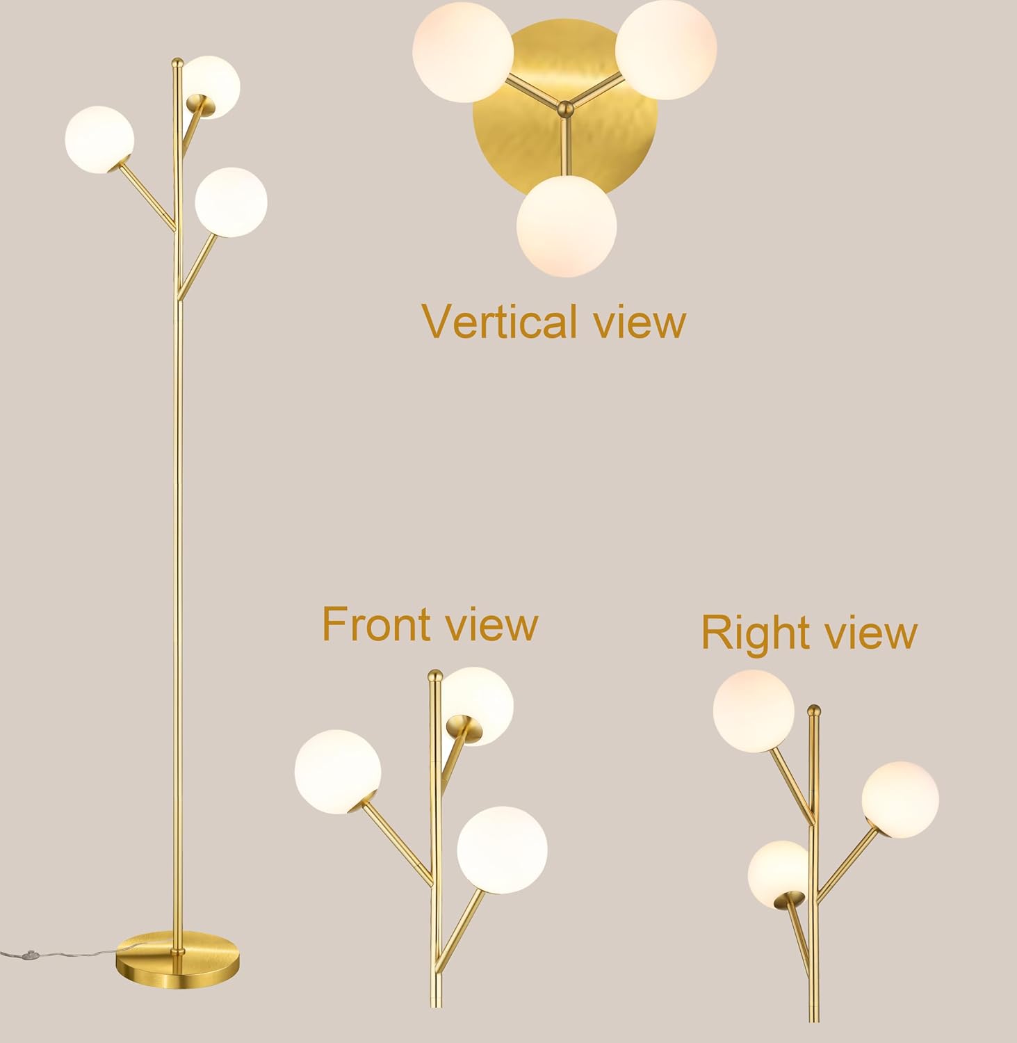 NEW 3-Globe Tree Floor Lamp Gold Floor Lamp 70"H -  BigGreenBear.com Lighting 69.99 USD Big Green Bear