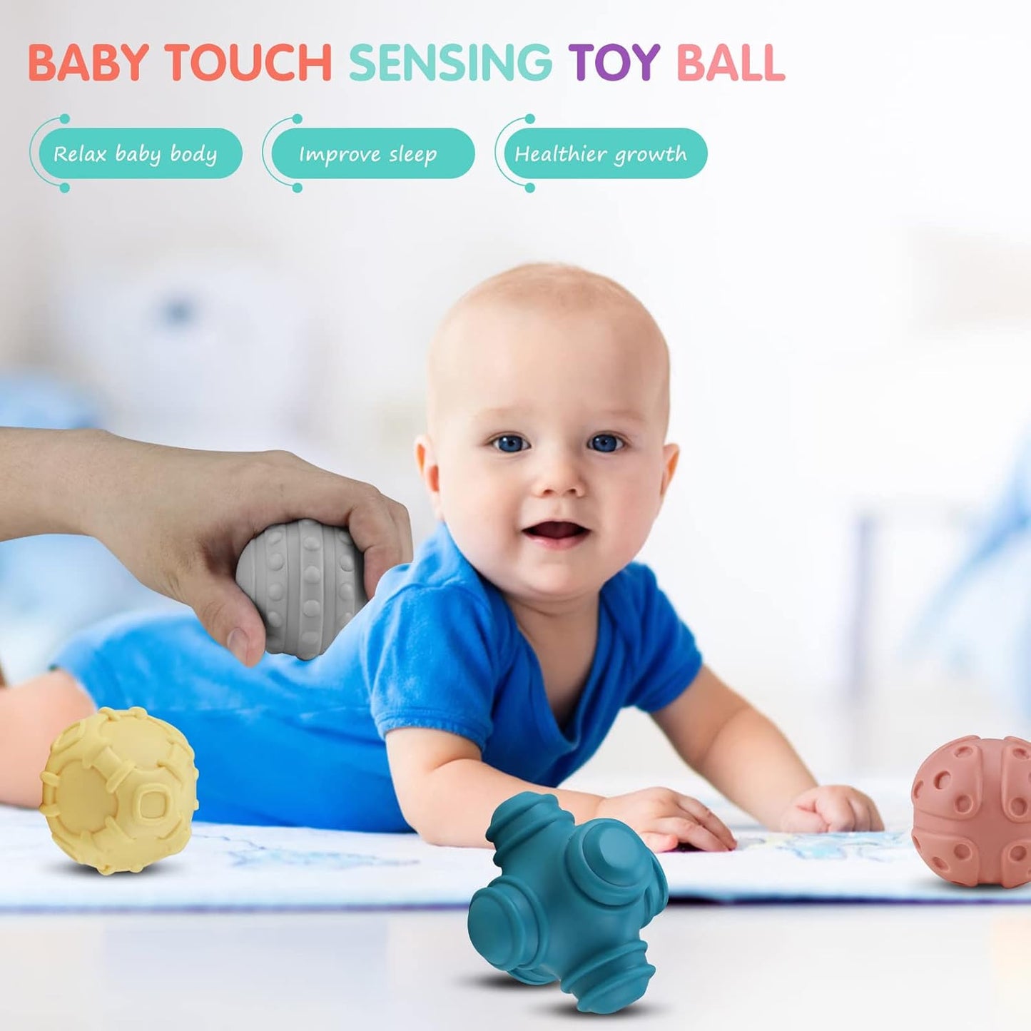 NEW! 4 Pack Sensory Balls for Baby, Baby Balls Toys Gift for 6-12 Months