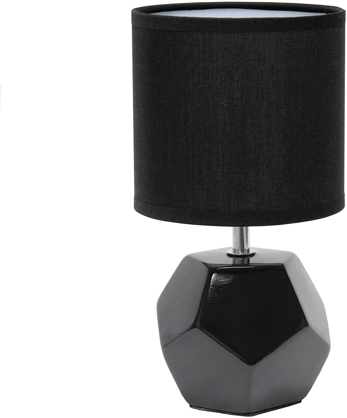 Round Prism Mini Table Lamp with Matching Fabric Shade, Black