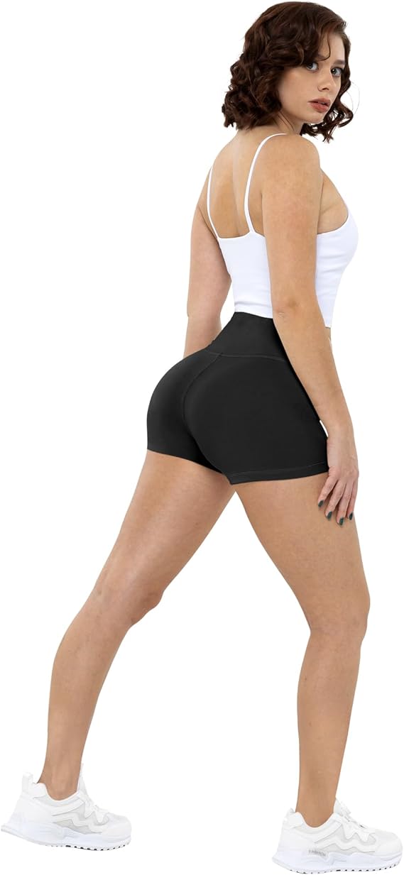 High Waisted Spandex Biker Shorts, Workout Booty Soft Yoga Shorts - BigGreenBear.com clothing 29.33 USD Big Green Bear