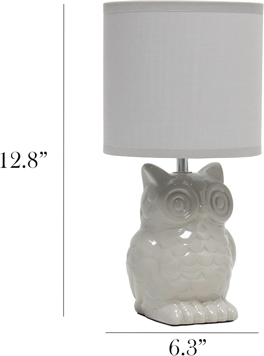 12.8" Tall Contemporary Ceramic Owl Bedside Table Desk Lamp w Matching Fabric Shade