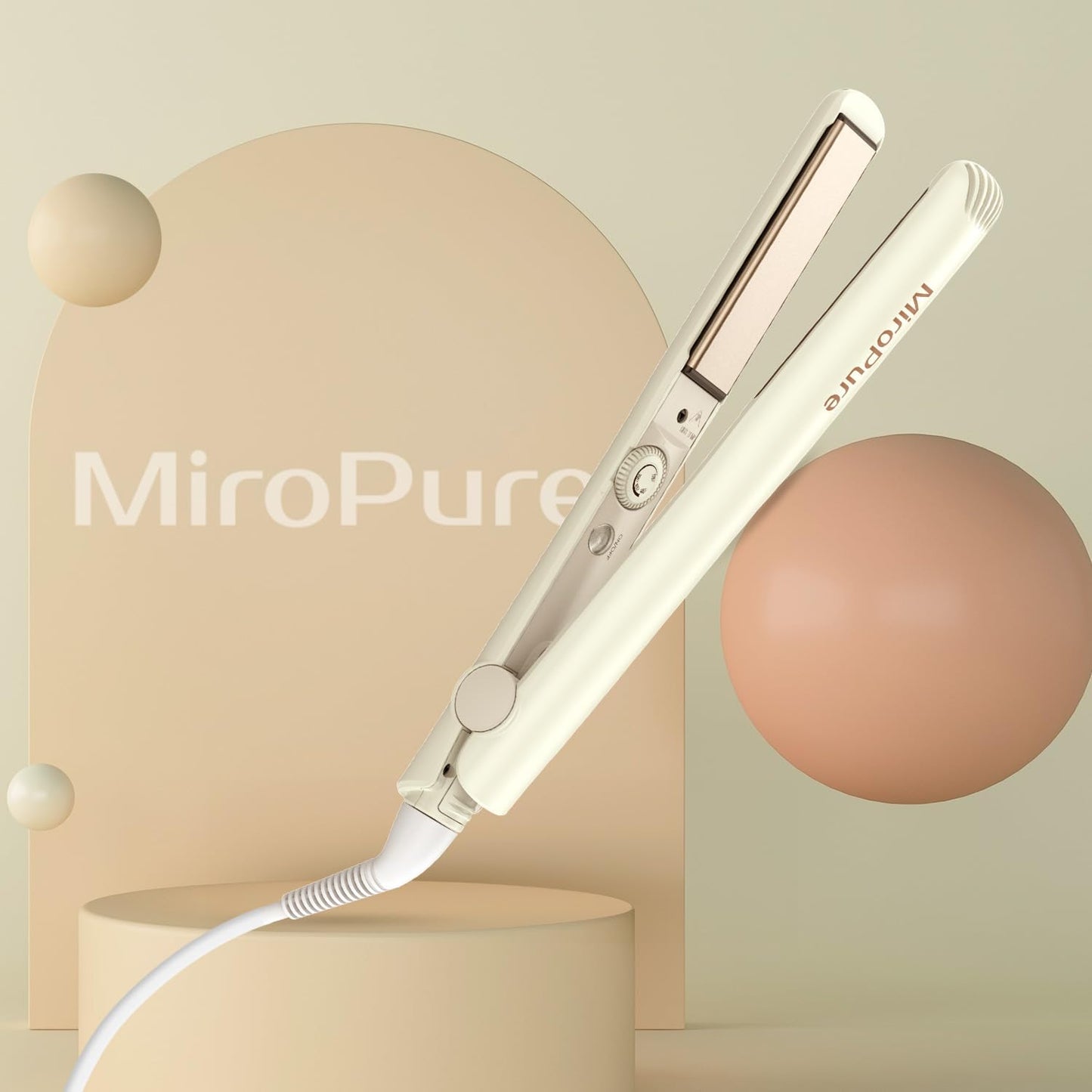 Hair Straightener and Curler 2 in 1 with 3D Ceramic Floating Plates, Beige -  BigGreenBear.com Beauty Products 22.45 USD Big Green Bear
