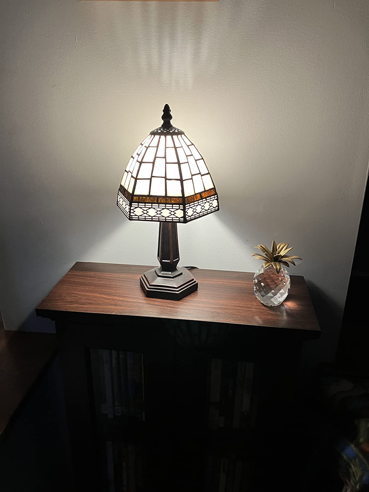 Vintage Tiffany-Style 12" LED Table Lamp Handcrafted Stained Glass