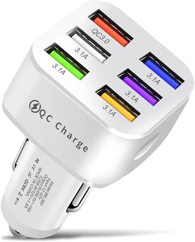 Car Charger Adapter, 6 USB Multi Port, Fast Charger, Include QC 3.0 and 5 Other Ports -  BigGreenBear.com cell phone 8.99 USD Big Green Bear