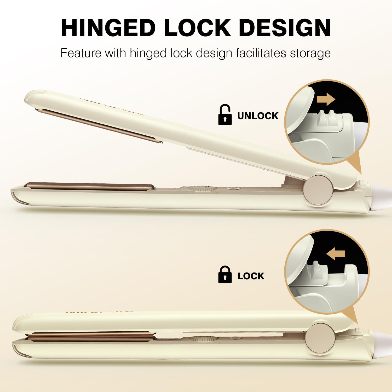 Hair Straightener and Curler 2 in 1 with 3D Ceramic Floating Plates, Beige -  BigGreenBear.com Beauty Products 22.45 USD Big Green Bear