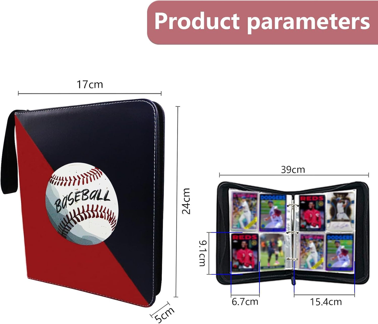 Baseball Card Binder, Sports Trading Card with Sleeves Holder Album, 400 Pockets