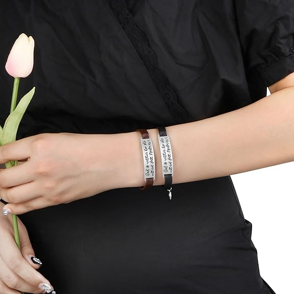 Leather Bracelet for Women Christian God is within her, she will not fail-Brown