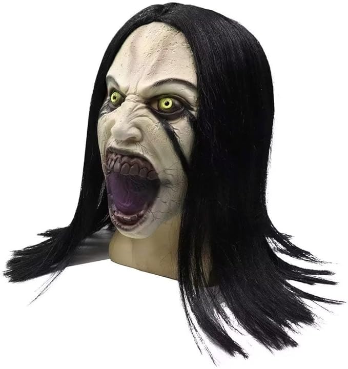 NEW! Horror Crying Woman Mask w/Wigs Scary Evil Creepy Full Head Latxe Mask - BigGreenBear.com HALLOWEEN 29.99 USD Big Green Bear