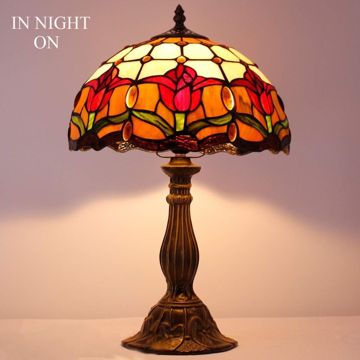 Tiffany Table Lamp Handcrafted Stained Glass Style Tulip Flower 18" High - BigGreenBear.com Lighting 149.99