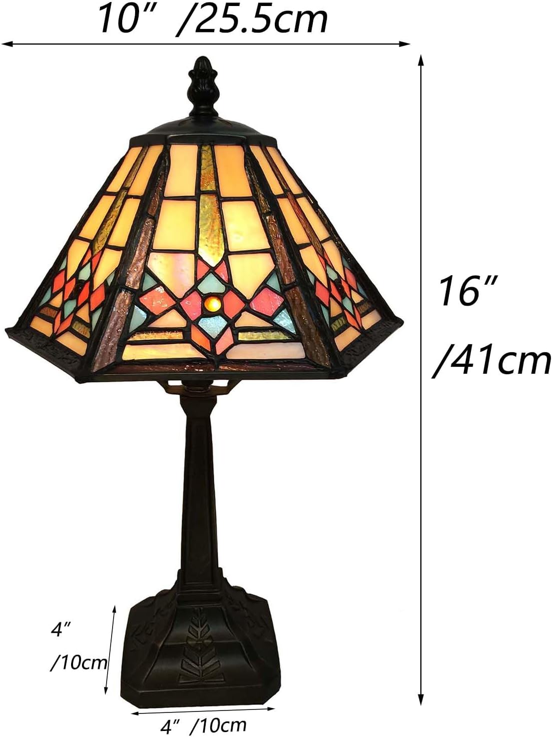 Mission Style Table Lamp Tiffany Handcrafted Stained Glass 16" High - BigGreenBear.com Lighting 149.99