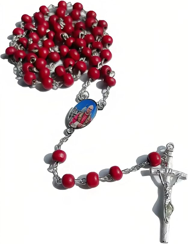 Pope Leo Xiv Rosary Handmade Wooden Rosary Beads Catholic Necklace - BigGreenBear.com jewelry 18.99 USD Big Green Bear