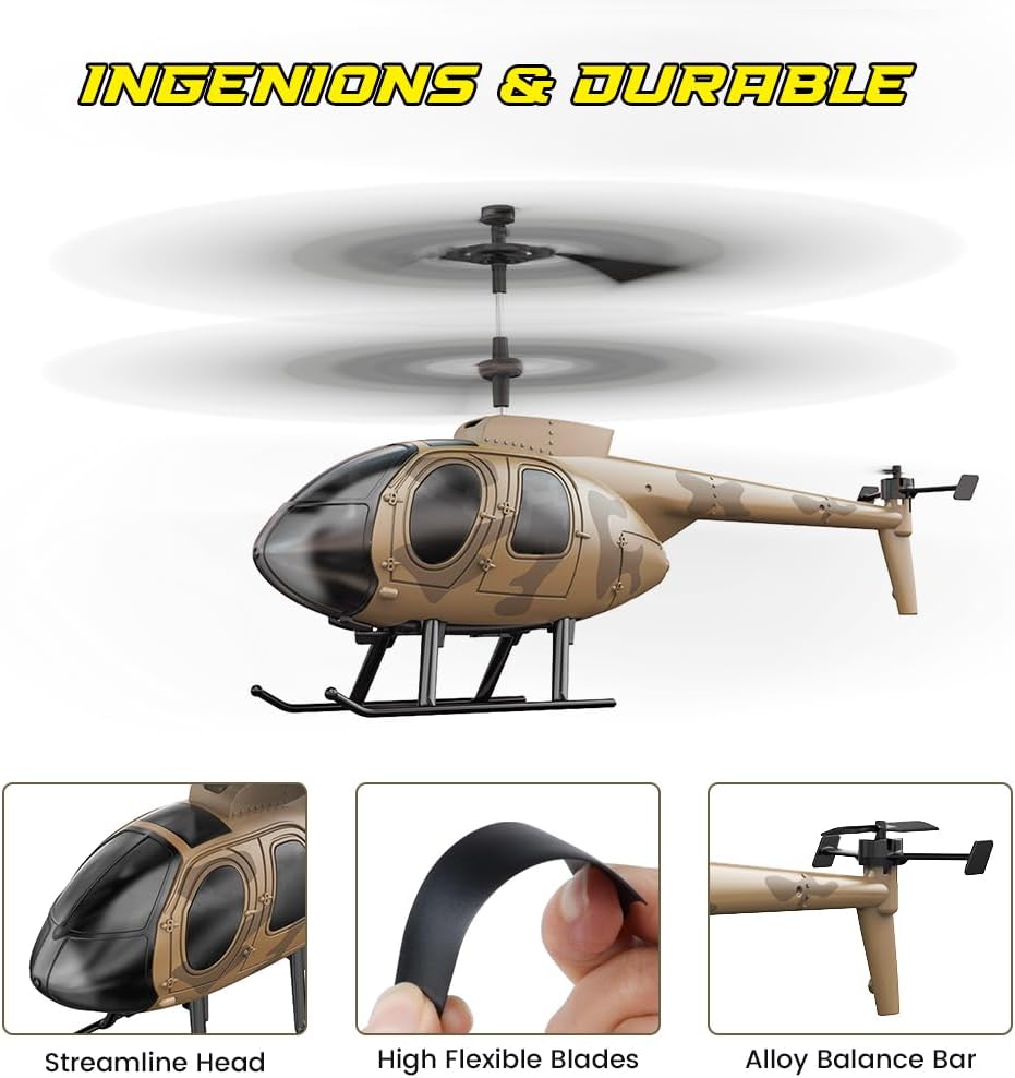 Remote Control Helicopter for Kids, Camouflage RC Helicopter, 2.4GHz Radio Controlled - BigGreenBear.com RC Airplane 29.99 USD Big Green Bear