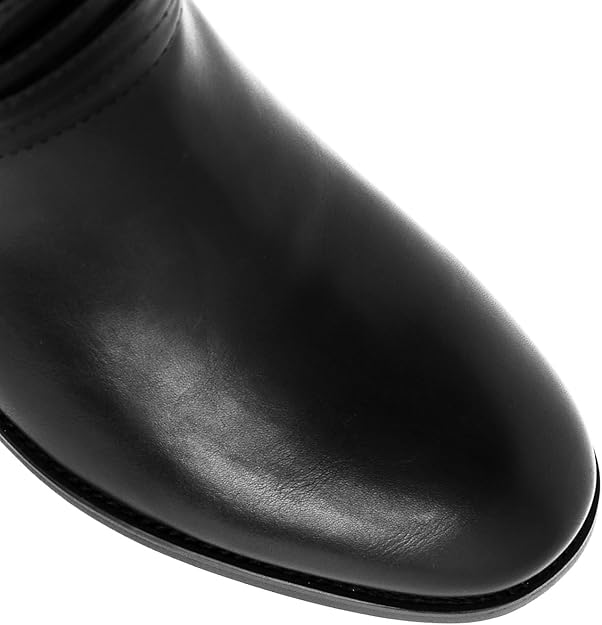 Mid Calf Boots For Women Chunky Low Heel Riding Booties Motorcycle Biker