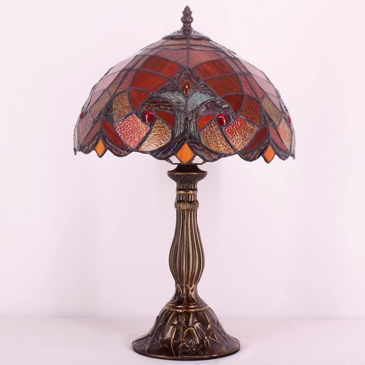 Tiffany Style Lamp Red Liaison Handcrafted Stained Glass Table Lamp