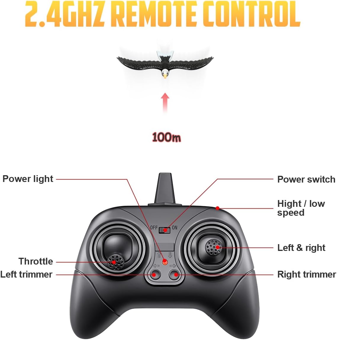 HAWK'S WORK RC Eagle, 2 CH RC Plane Ready to Fly, 2.4GHz Remote Control Airplane
